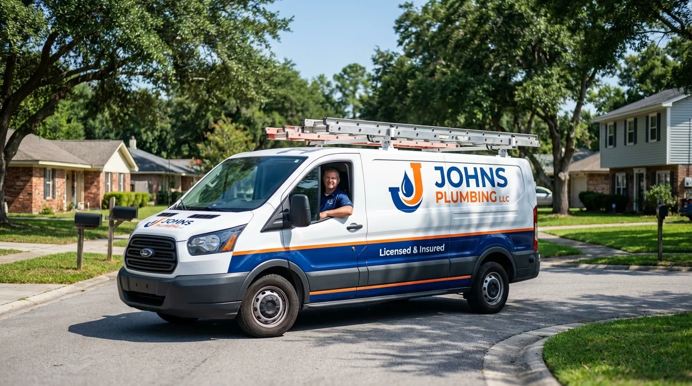 Johns Plumbing LLC service van in Pass Christian, MS